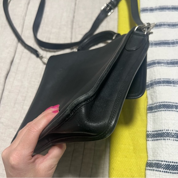 Vintage‎ COACH 100% Leather Satchel Purse Handbag Crossbody bag tote black - Picture 10 of 16